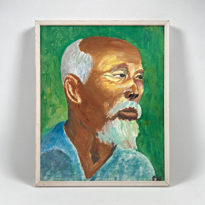 Uttrycksfull Oljemålning av Äldre Man 41x33cm - Homy Secondhand Online