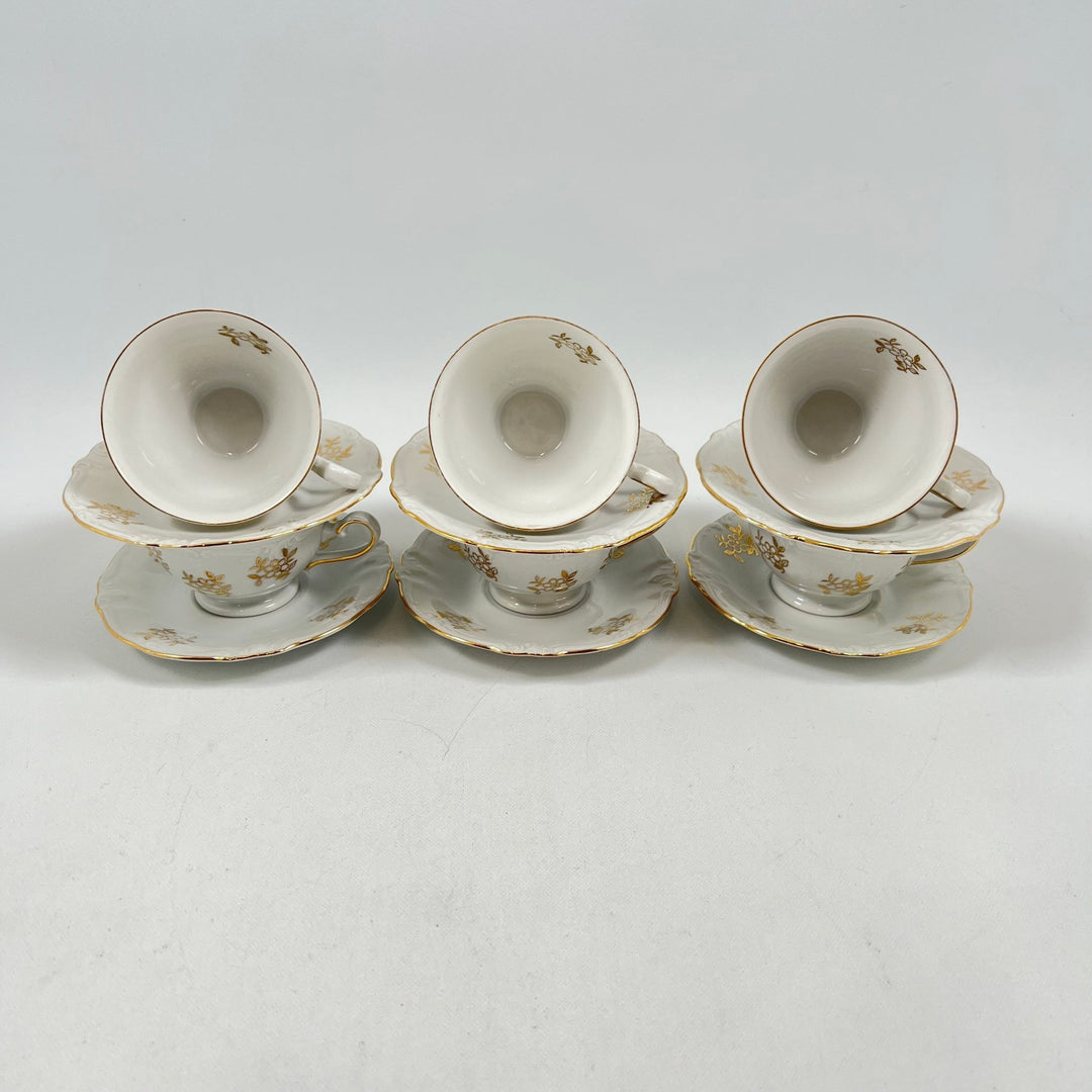 Elegant Porslinskaffekoppar med Gulddetaljer - Homy Secondhand Online