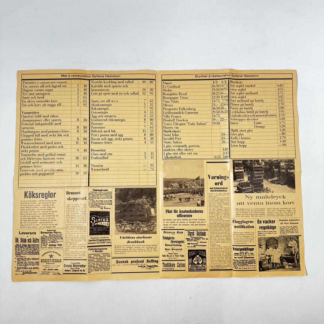 Historisk tidning 1898 Spis Ordning retro