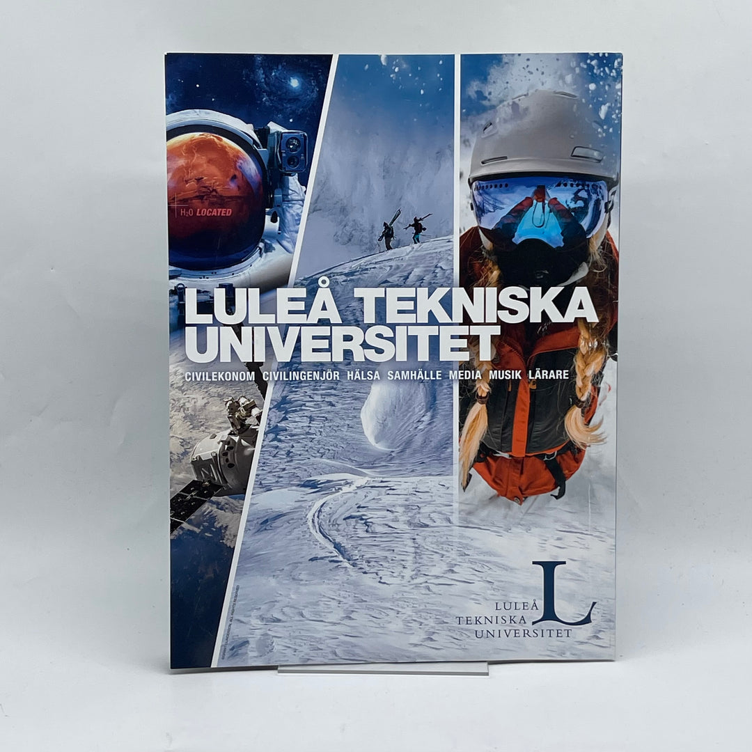 Samling av vetenskapsböcker och universitetsbroschyrer