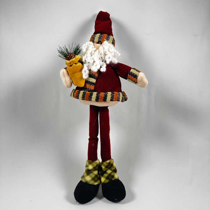 Retro handgjord tomtedocka med humoristisk leoparddetalj