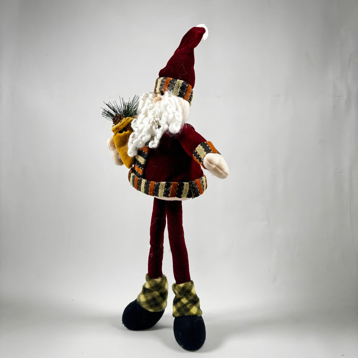 Retro handgjord tomtedocka med humoristisk leoparddetalj