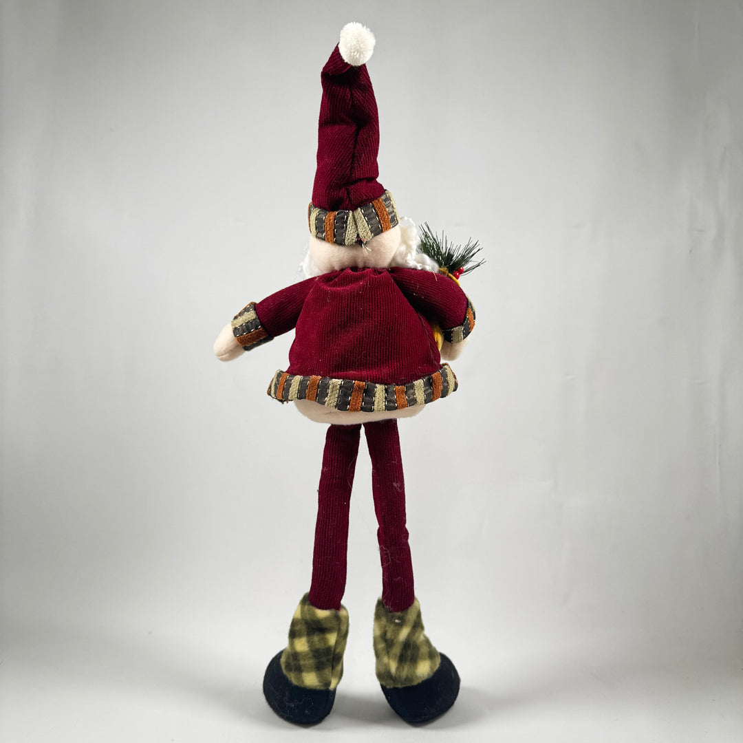 Retro handgjord tomtedocka med humoristisk leoparddetalj