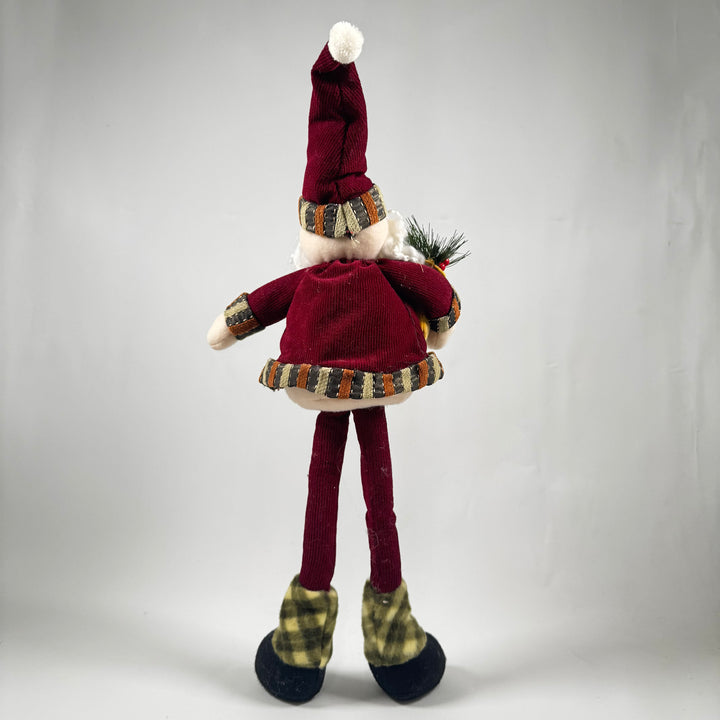 Retro handgjord tomtedocka med humoristisk leoparddetalj