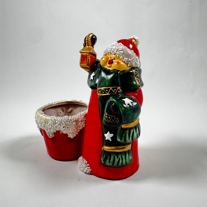 Retro keramisk jultomtefigur med ljushållare