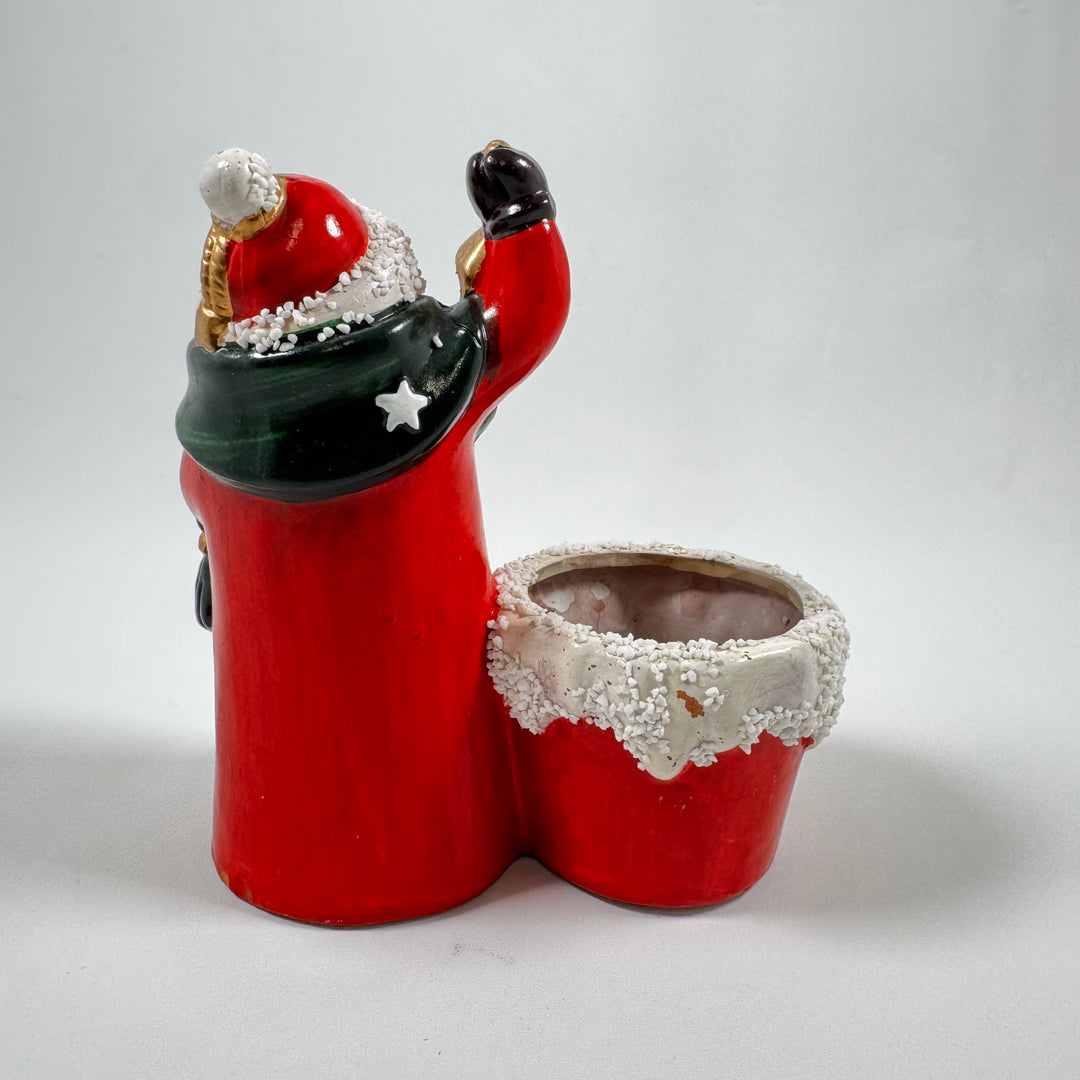 Retro keramisk jultomtefigur med ljushållare