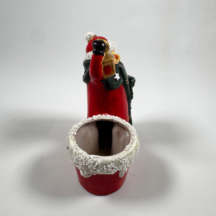 Retro keramisk jultomtefigur med ljushållare