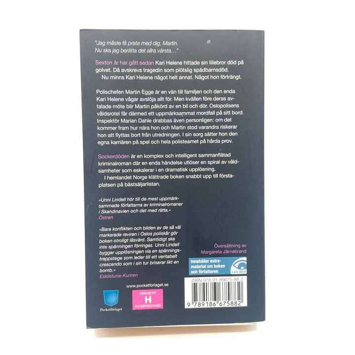 Unni Lindells kriminalroman Sockerdöden beg pocketbok