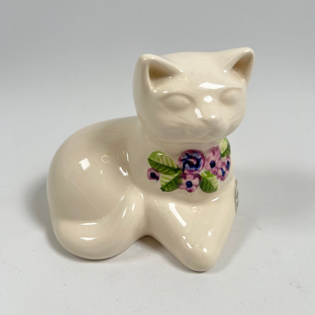 Keramisk Kattfigur med Blommig Halsband - Homy Secondhand Online