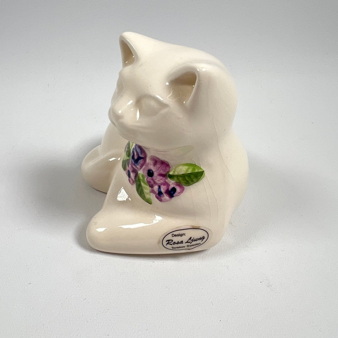 Keramisk Kattfigur med Blommig Halsband - Homy Secondhand Online