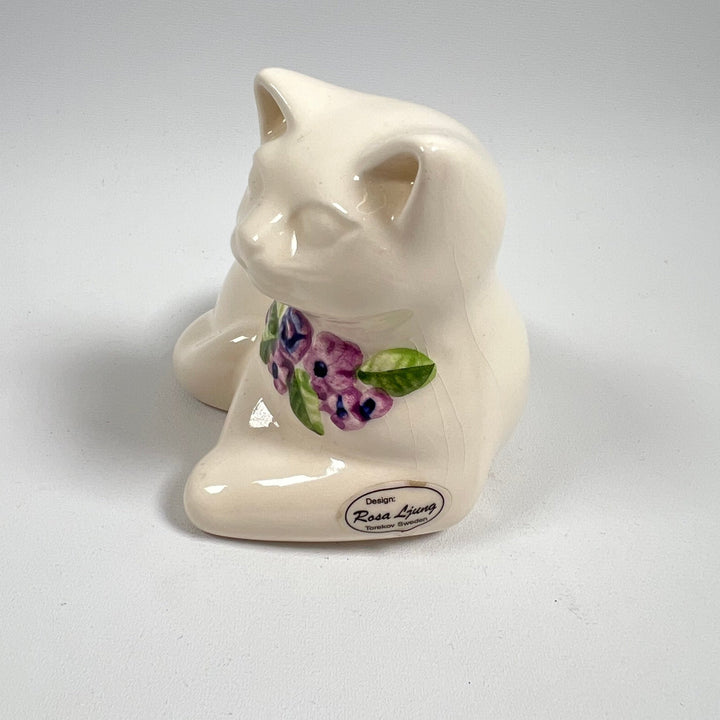 Keramisk Kattfigur med Blommig Halsband - Homy Secondhand Online
