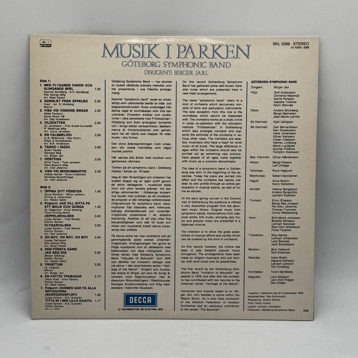 Klassisk vinyl "Musik i Parken" Retro 12 tum