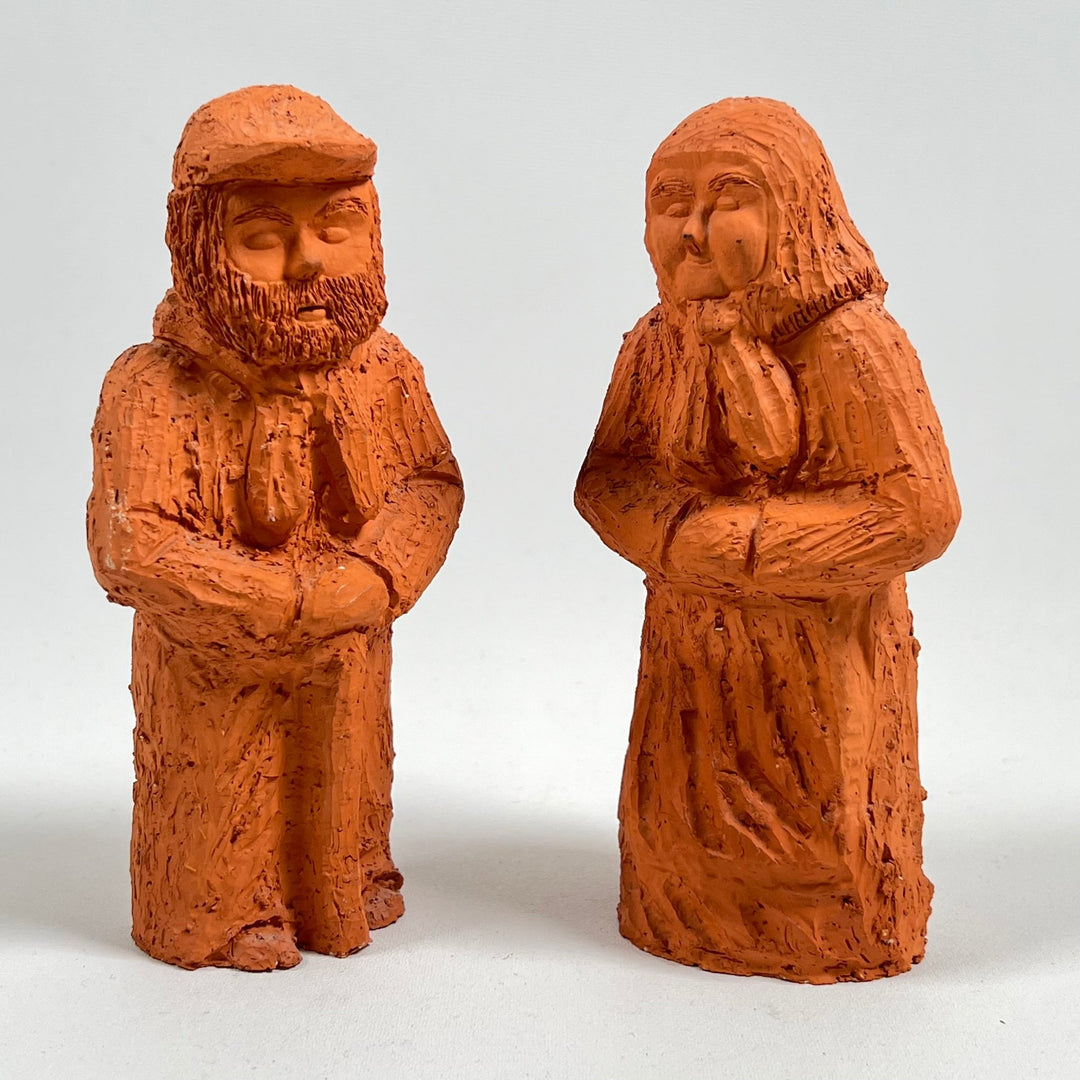 Handgjorda Terrakottafigurer, Äldre Par Skulpturer - Homy Secondhand Online