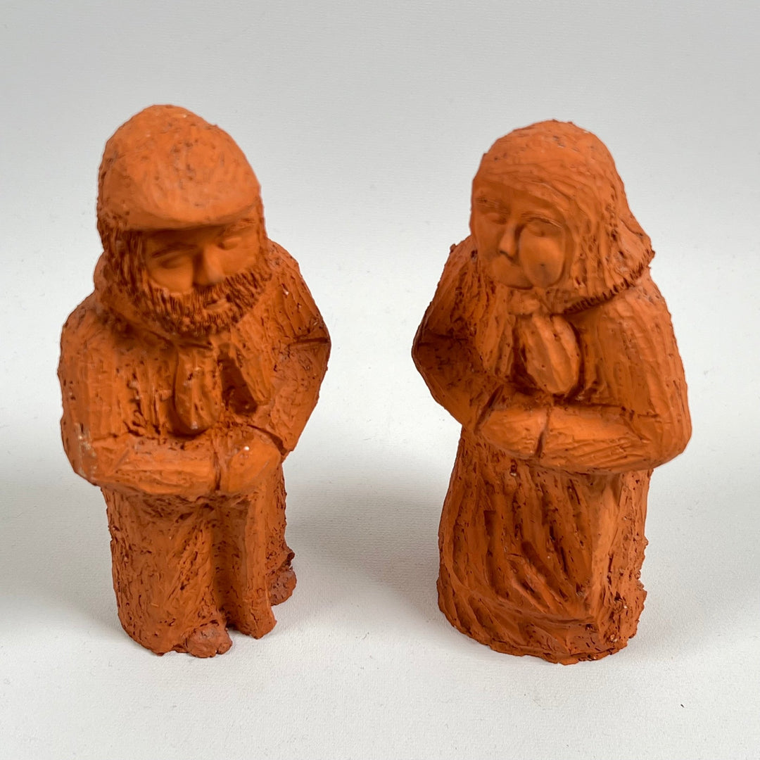 Handgjorda Terrakottafigurer, Äldre Par Skulpturer - Homy Secondhand Online