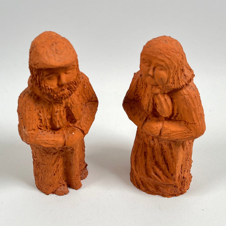 Handgjorda Terrakottafigurer, Äldre Par Skulpturer - Homy Secondhand Online