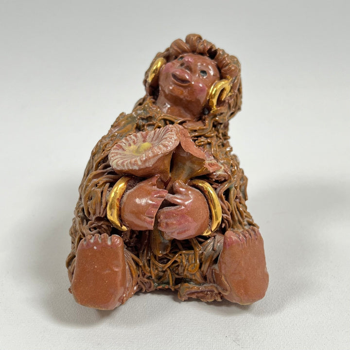 Handgjord Figurin av Lergods – Skogstroll med Svampar - Homy Secondhand Online