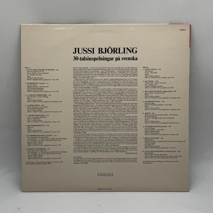 Jussi Björling Retro Vinylskiva EMI 30-tal