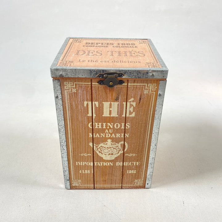 Vintage teburk i trä – “Thé Chinois au Mandarin”