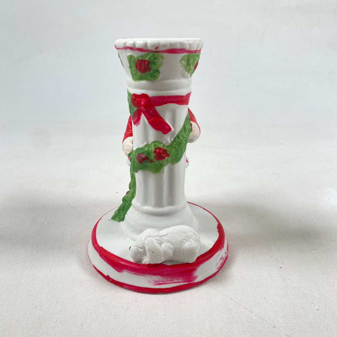 Retro charmig tomte julgransljusstake i keramik