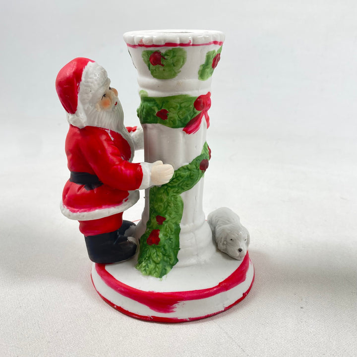 Retro charmig tomte julgransljusstake i keramik