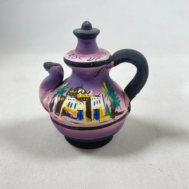 Handmålad keramikvas med marockansk borgmotiv