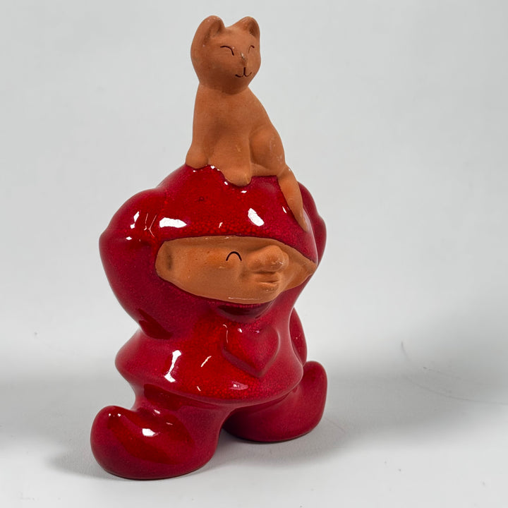 Nittsjö retro keramikkatt på röd svamp