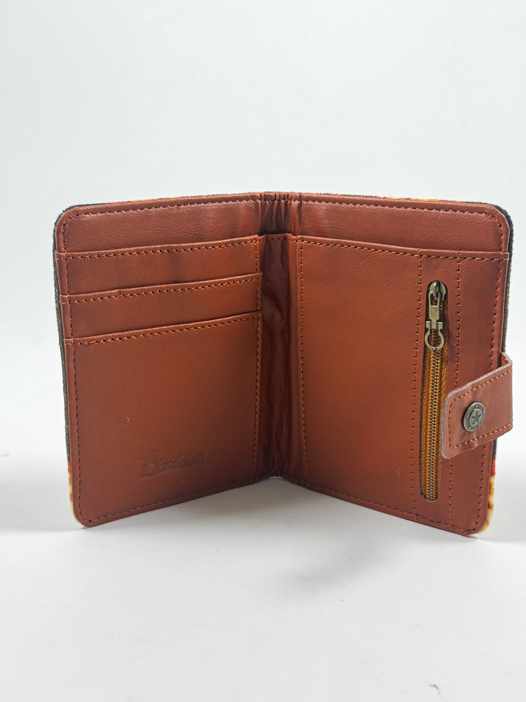 Unik konstnärlig läderplånbok Dandelion