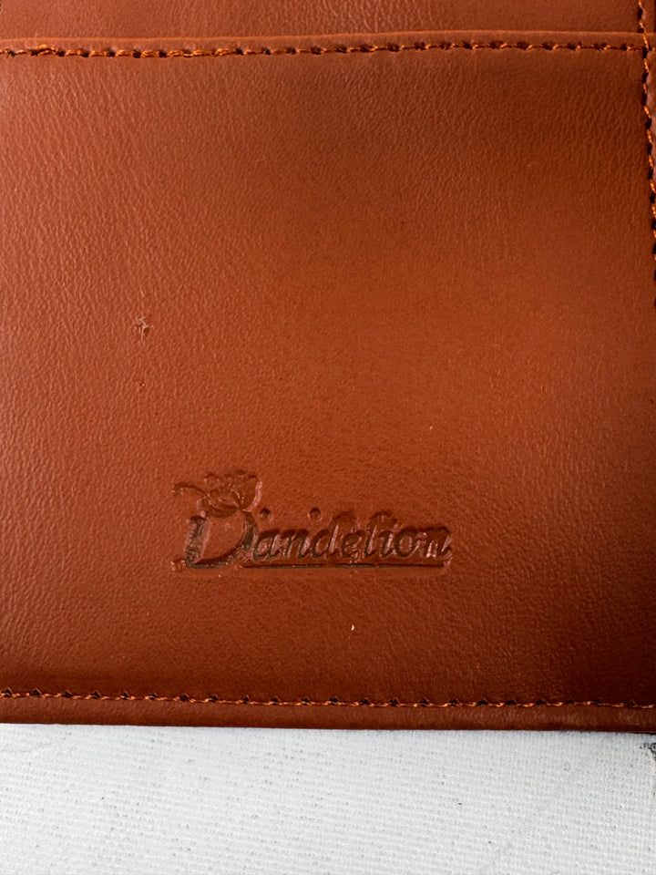 Unik konstnärlig läderplånbok Dandelion