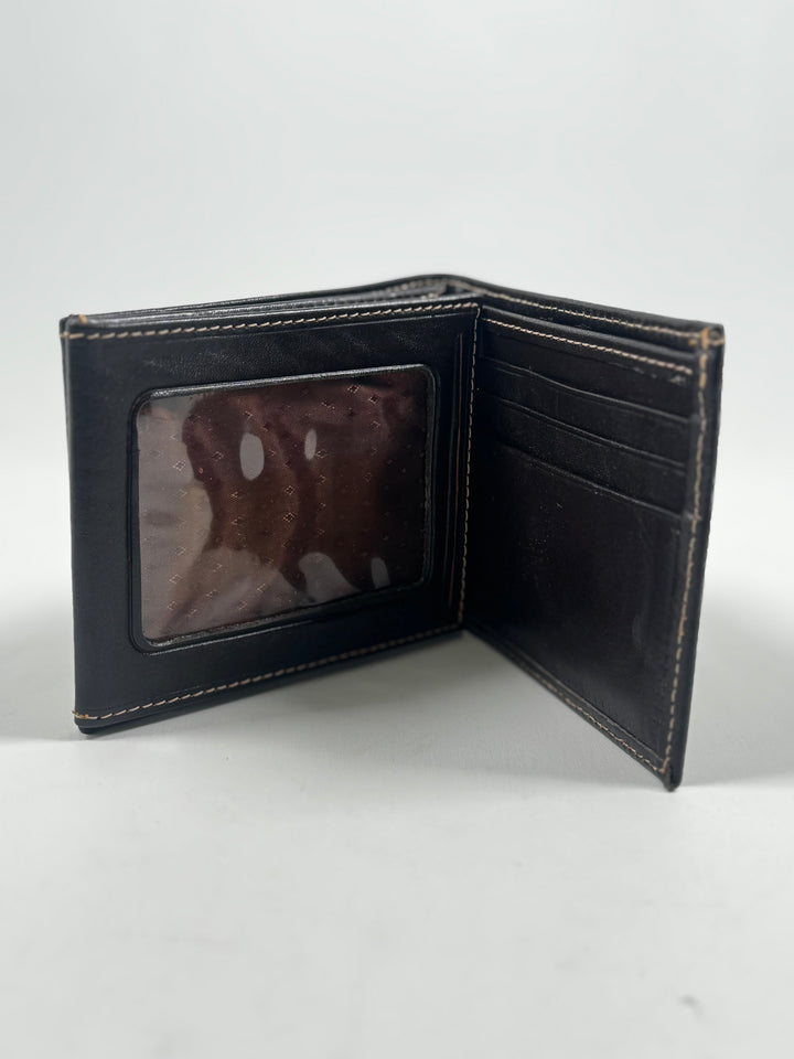 Elegant svart läderplånbok med elefantlogotyp