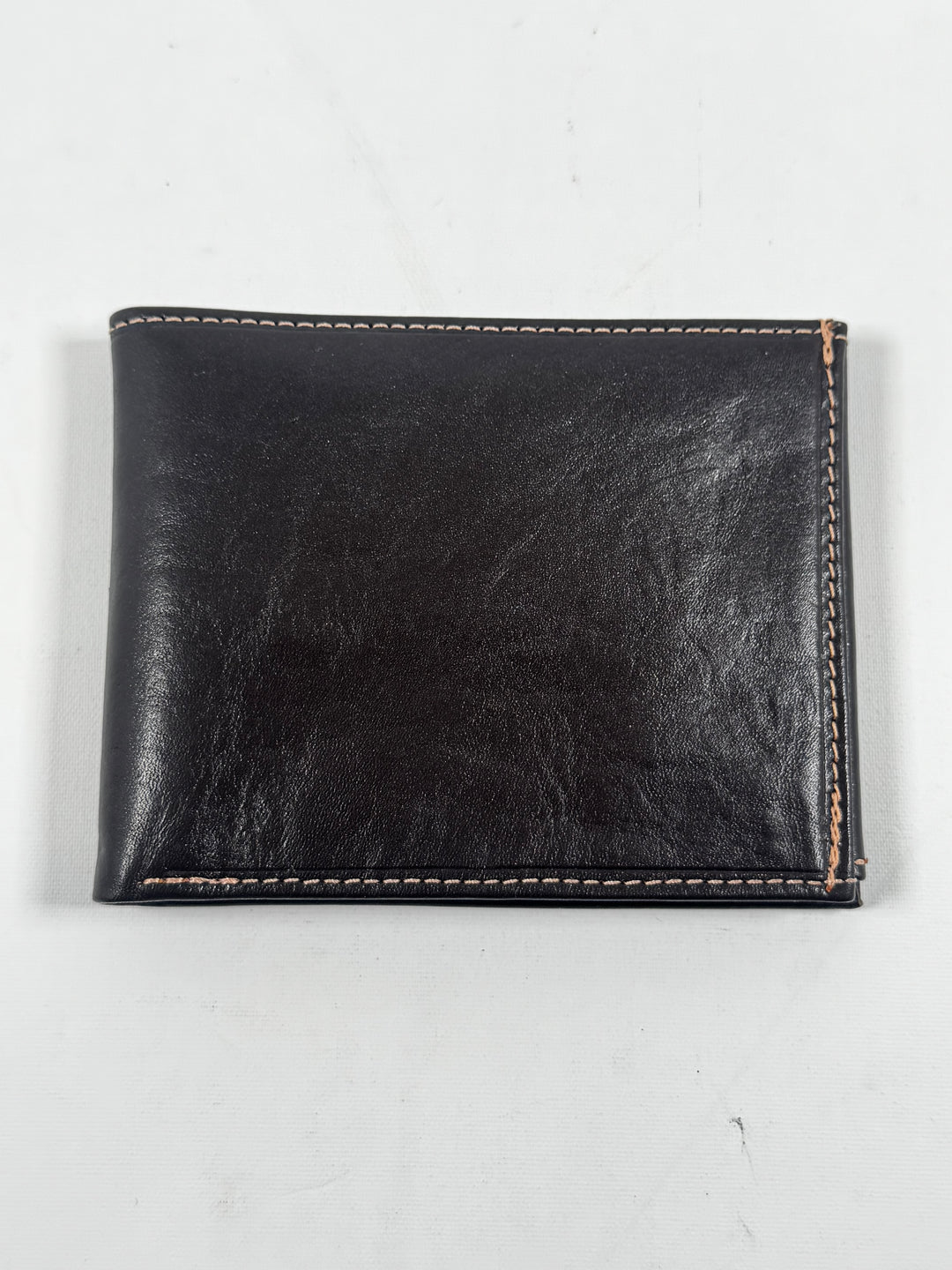 Elegant svart läderplånbok med elefantlogotyp