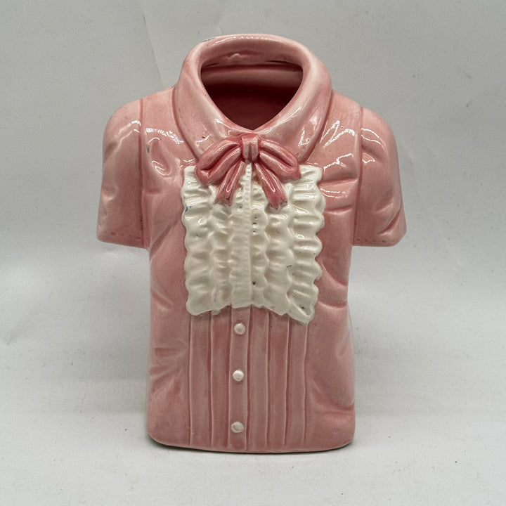 Retro rosa keramikvas formad som blus