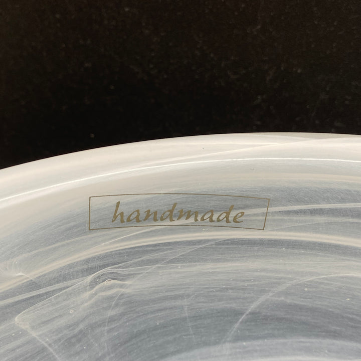 Stor handgjord glasvas med blå ton