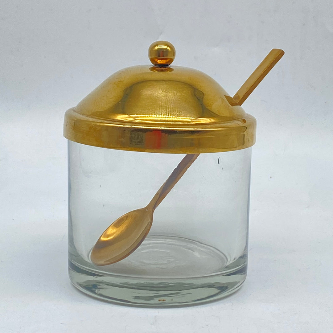 Retro kondisburk glas med guldlock