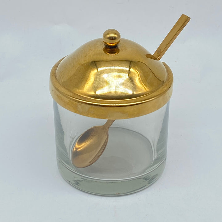 Retro kondisburk glas med guldlock