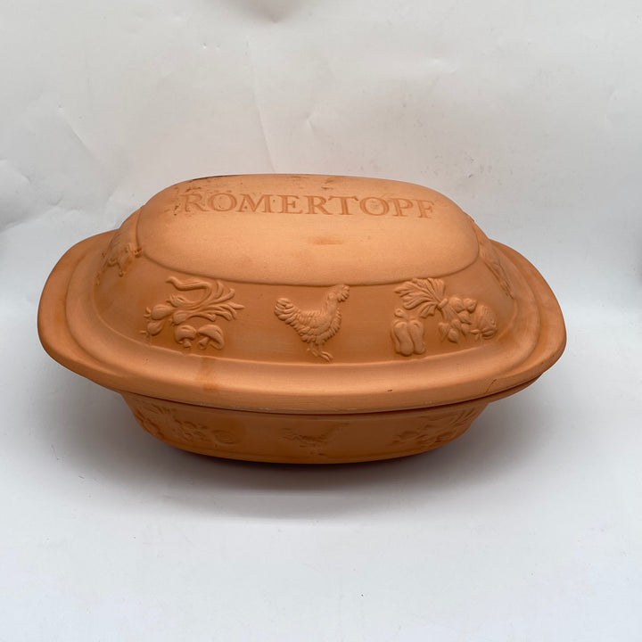 Rustik retro lergryta med djurmotiv