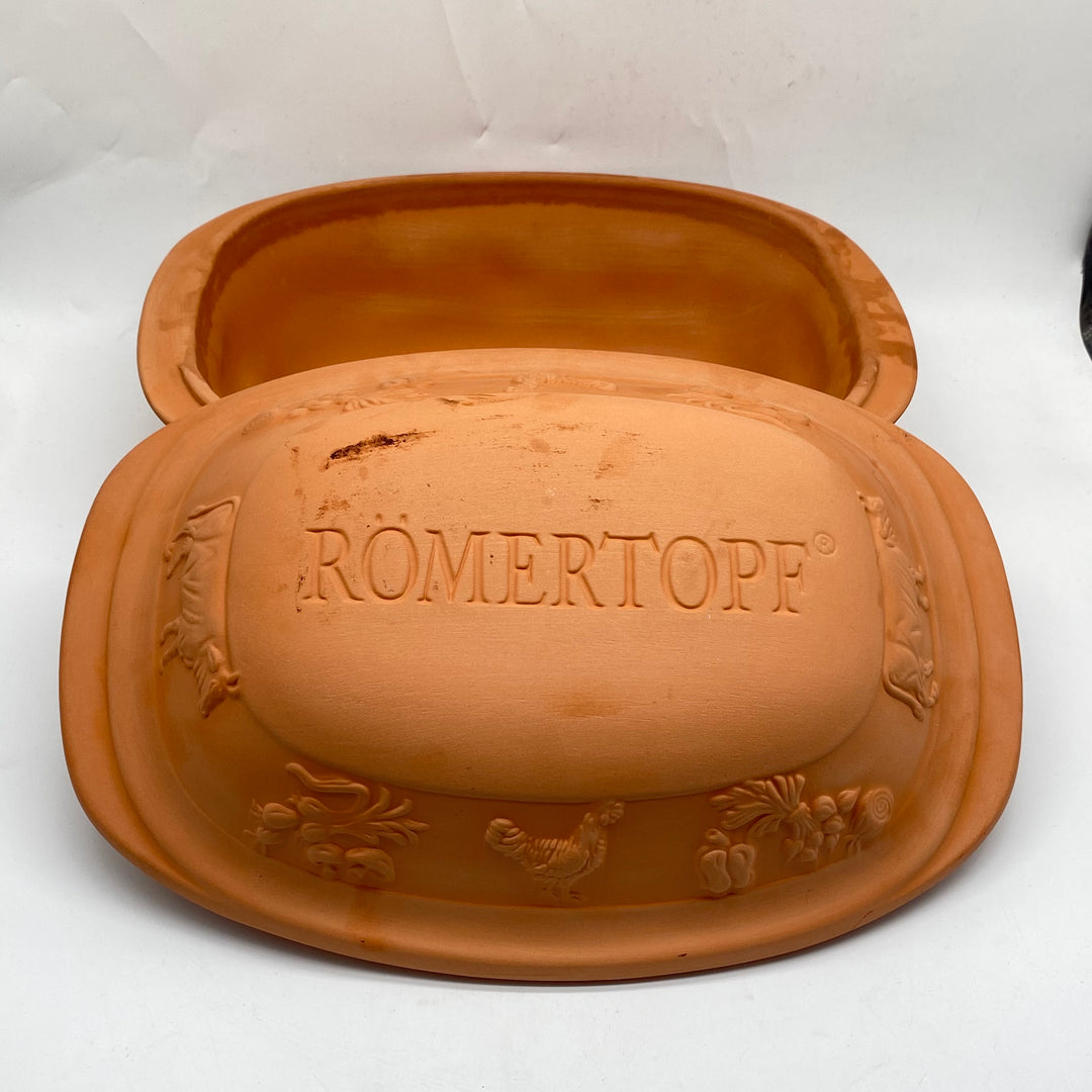 Rustik retro lergryta med djurmotiv