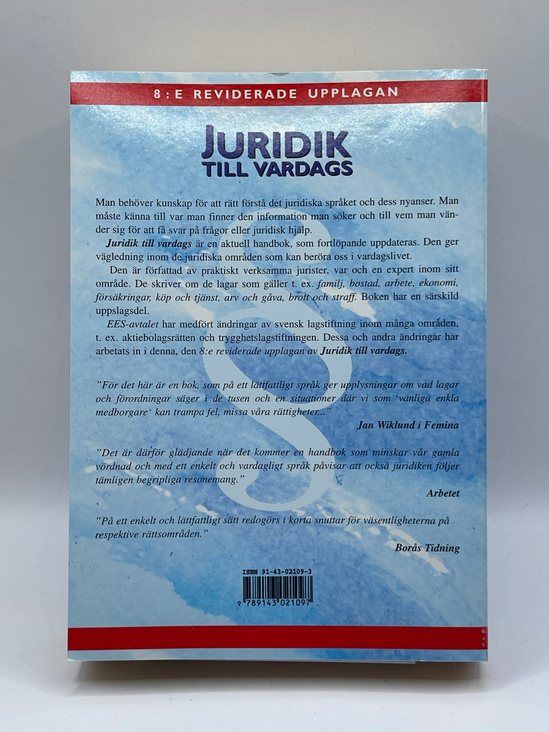 Juridik till vardags bok i mycket gott skick