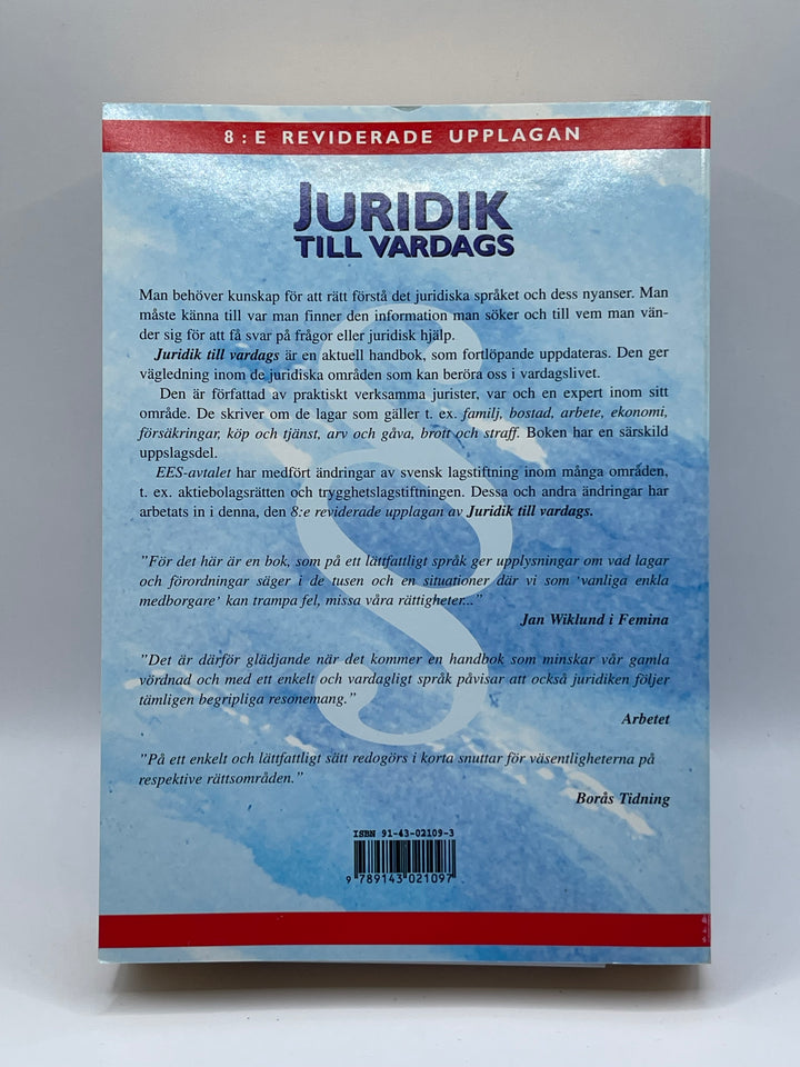 Juridik till vardags bok i mycket gott skick