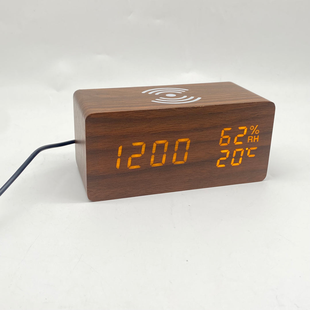 Modern trådlös laddare med klocka och hygrometer