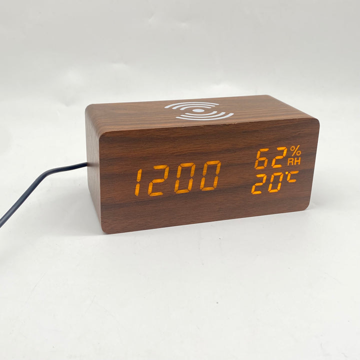 Modern trådlös laddare med klocka och hygrometer
