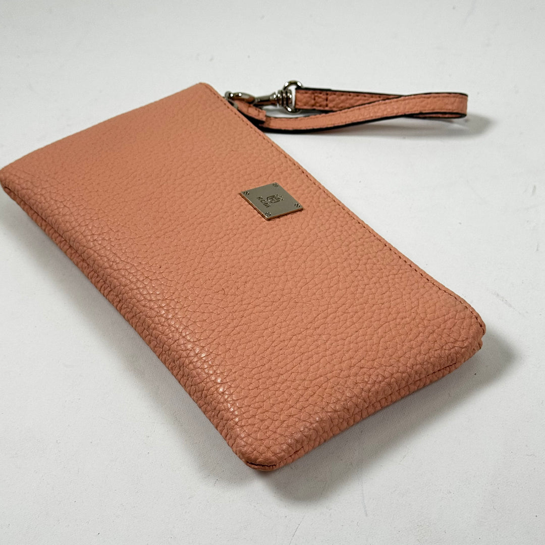 Elegant korallrosa läderhandväskapung från Kem