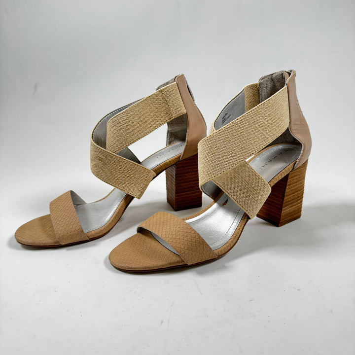 Tahari högklackade sandaler brun-beige läder