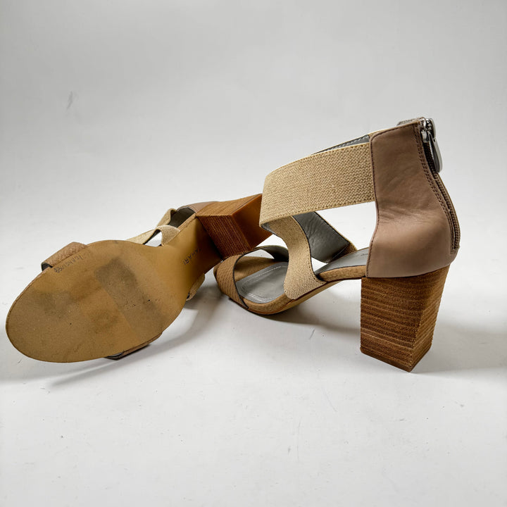 Tahari högklackade sandaler brun-beige läder