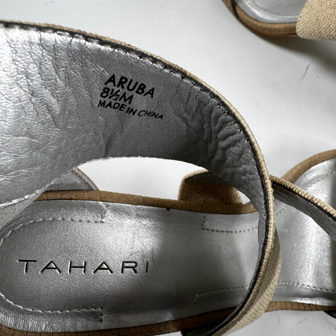 Tahari högklackade sandaler brun-beige läder