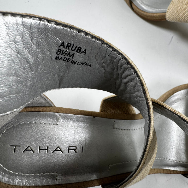 Tahari högklackade sandaler brun-beige läder