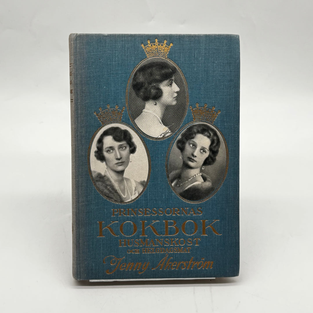 Prinsessornas kokbok vintage blå gulddetaljer