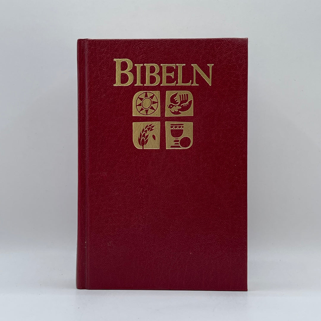 Elegant röd Bibel med guldtryck