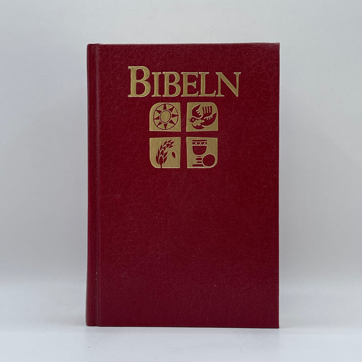 Elegant röd Bibel med guldtryck