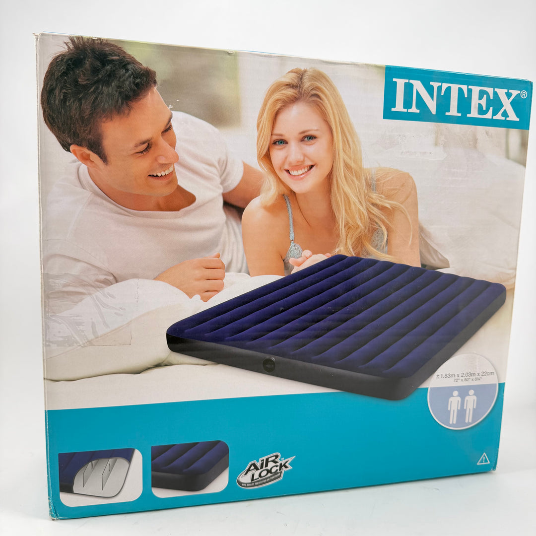 Intex blå dubbel luftmadrass king size