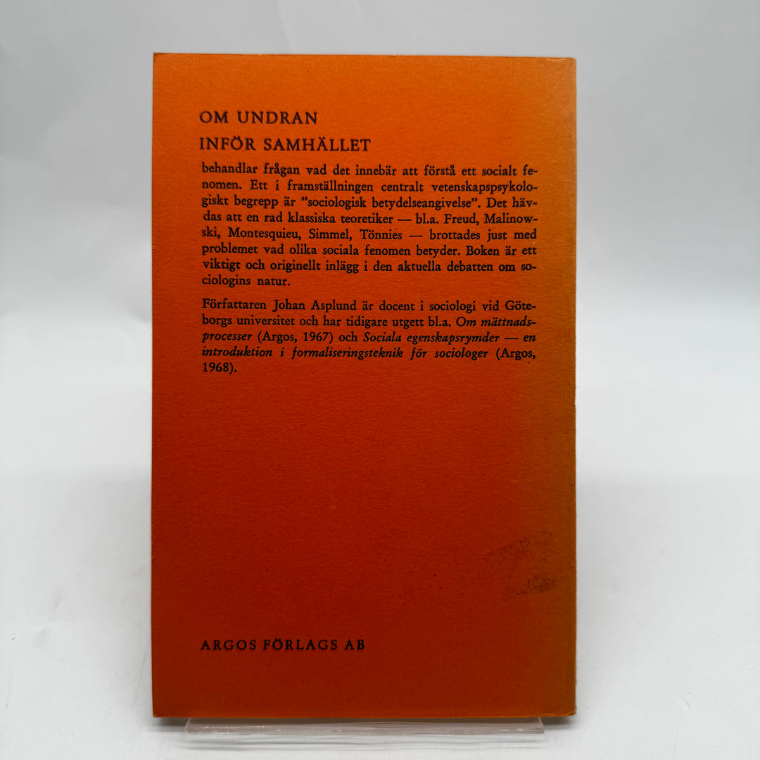 Om undran inför samhället retro orange bok